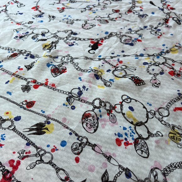 Alexander McQueen Lg Square Silk Charm Bracelet Shawl/Scarf Cream/Blk./Red/Blue - Picture 4 of 13